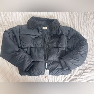Marine Layer Charlotte down puffer crop jacket black medium NWT reg $228